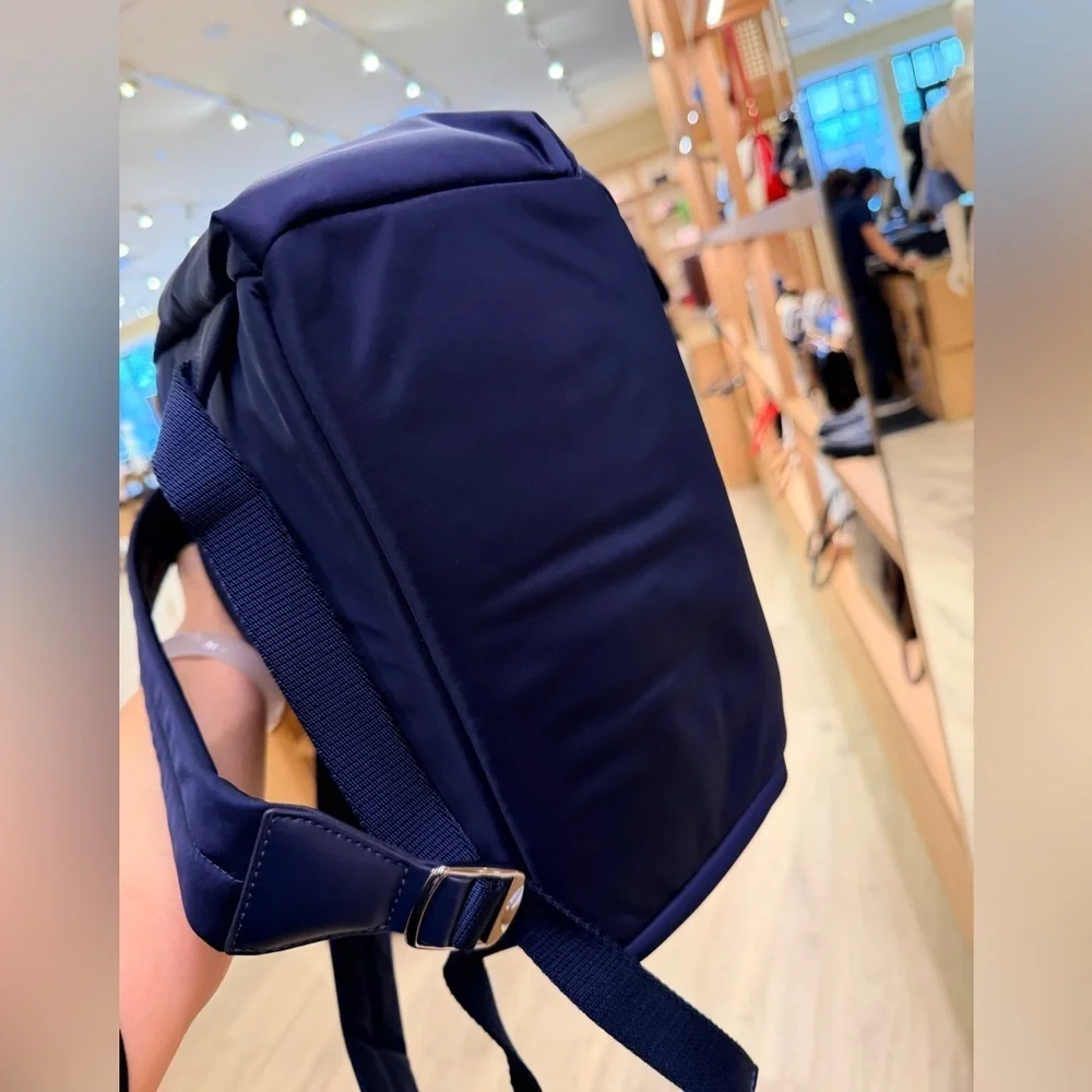 NWT! NEW! Tory Burch Navy Nylon Backpack with Front Zip Pocket -Lightweight